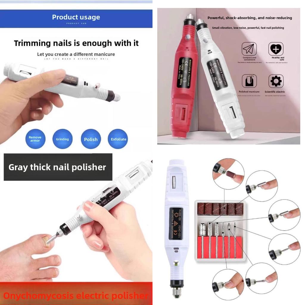 Manicure And Pedicure Grinder With Usb Power And Multiple Grinding Heads For Hard Nails