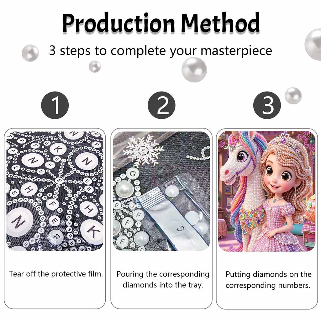 Disney Princess Unicorn Pearl Painting Handmade Diy Pearl Art Painting Simple Living Room Hanging Painting Decoration