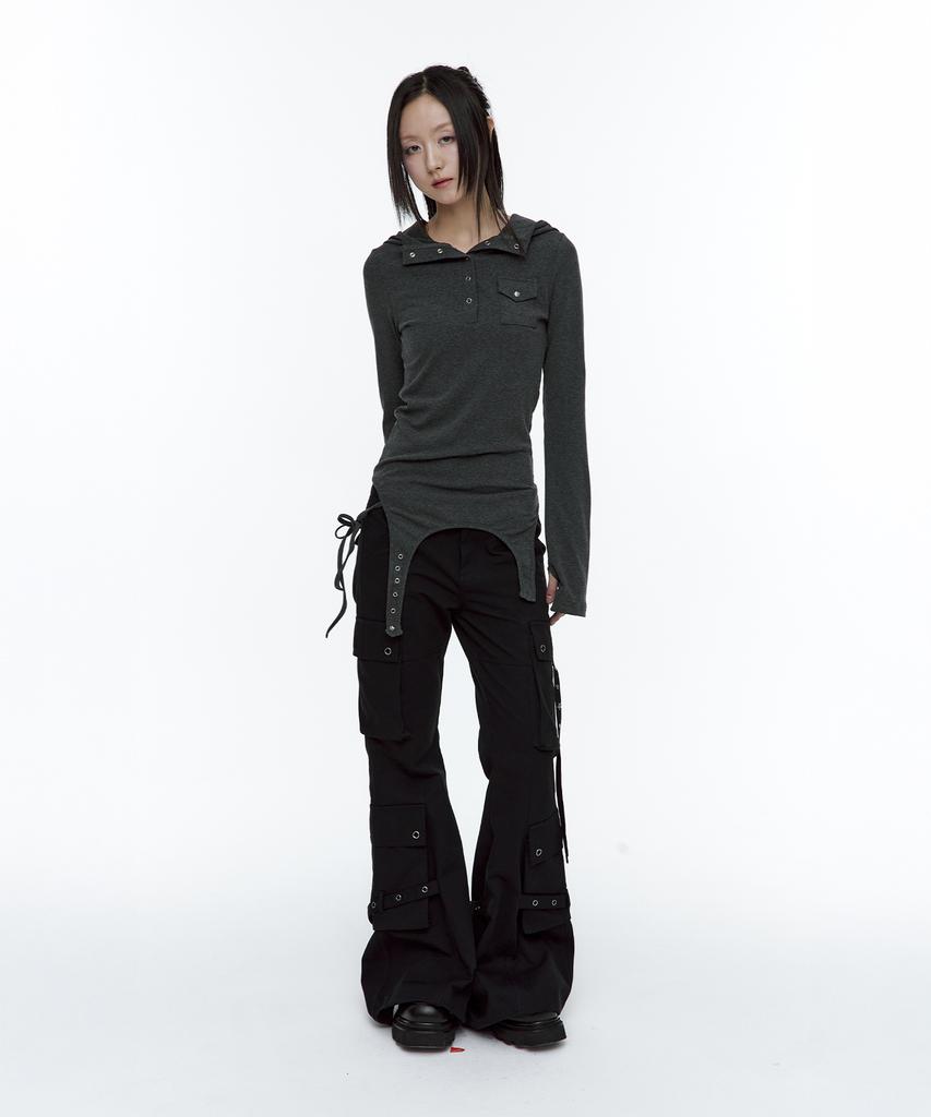 ROUGHNECK Bootcut Cargo Strap Pants Black
