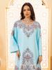 AB400 Muslim Fashion Floral Dress with Hot Drill Embellishments - Middle Eastern Style Robe for Women