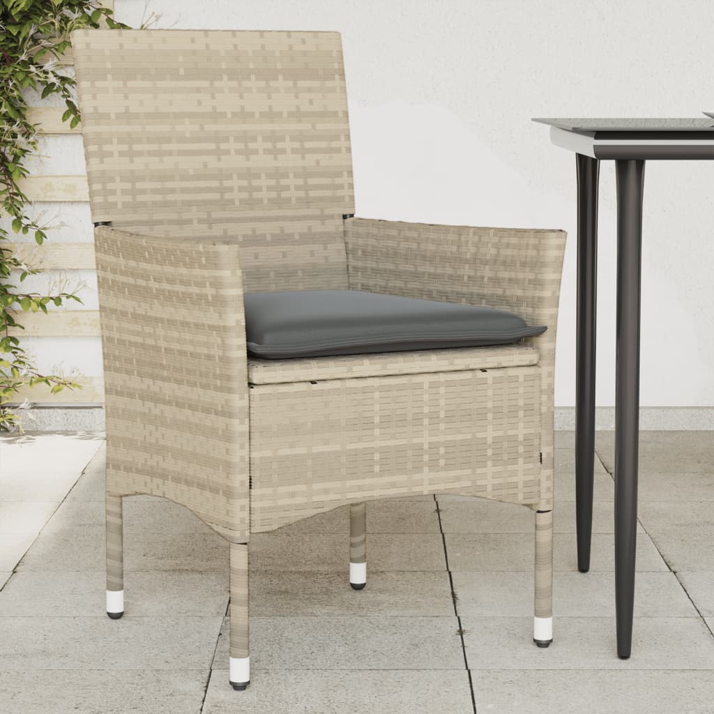 Garden Chairs with Cushions 2 Pcs Light Grey Poly Rattan