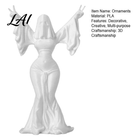 Matte White Halloween Statue 3D Printed Ghost Woman Sculpture Spirit for Modern Home Decor Minimalist Spooky Desk Decoration Figurine Lady