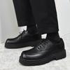 Derby Shoes Square Head Leather Shoes Men's Shoes Spring New Low-top Small Leather Shoes Youth Casual Shoes Shoes Big Head Leather Shoes