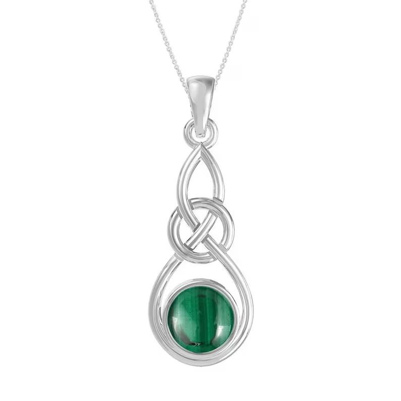 Malachit Edelstein Anhänger 925 Sterling Silber Anhänger Geburtsstein Runder Edelstein Muttertagsgeschenk