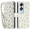 For Oppo A60 4G Wallet Case Rhombic Floral Design Leather Flip Phone Cover with Strap