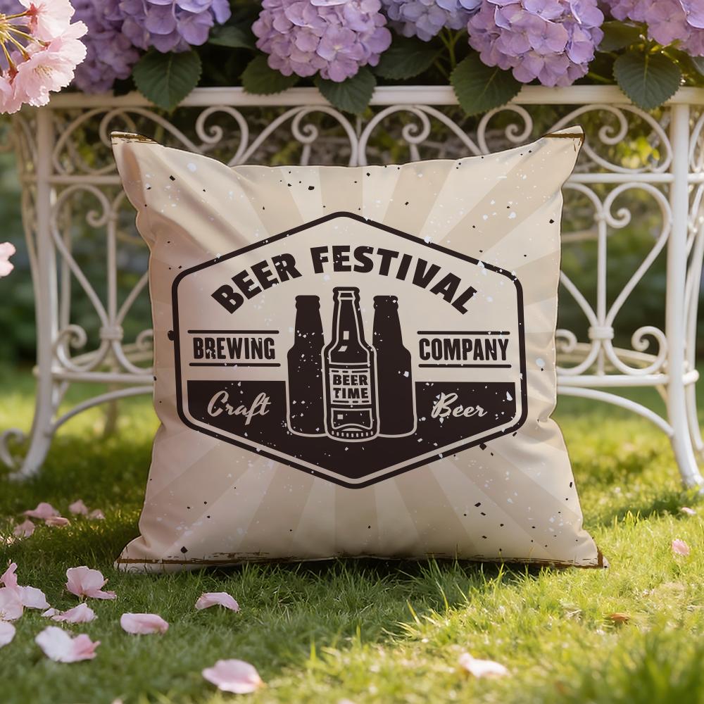 Beer Wine Retro Style Cushion Cover Home & Car Dual-Scene Pillow Cover: Reversible for Premium Comfort