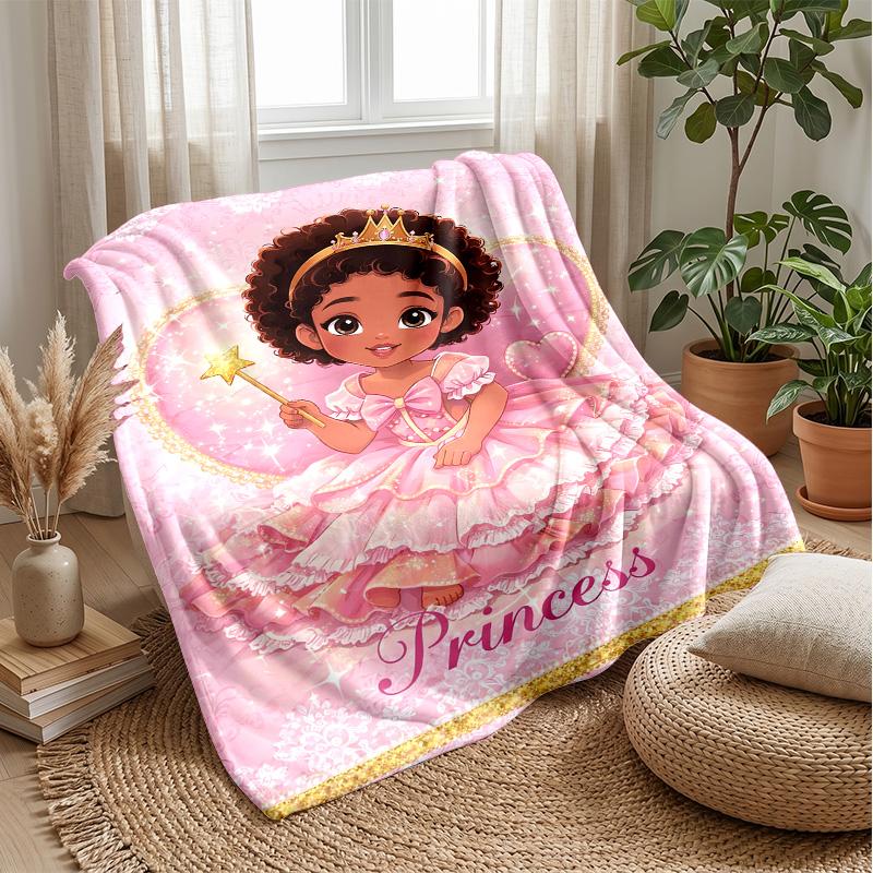 Princess in Pink Ball Gown with Wand Theme blanket Lightweight Warm Flannel Blanket Decorative Throw Blanket for Home Decoration