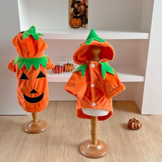 Winter Dog Coat, Warm Thick Vest for Small Medium Dogs, Leash Compatible Snowsuit, Cute Pumpkin Costume for Puppy