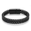 HNSP 10mm Wide Stainless Steel Black Chain Bracelet For Men Punk Gothic Jewelry Magnetic Lock Hidden Buckle Accessory
