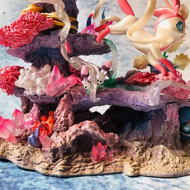 20cm Anime Pocket Monsters Figures GK Eevee Island Action Figurine Model Scene Pvc Statue Decora Collectible Toys Christmas Gift