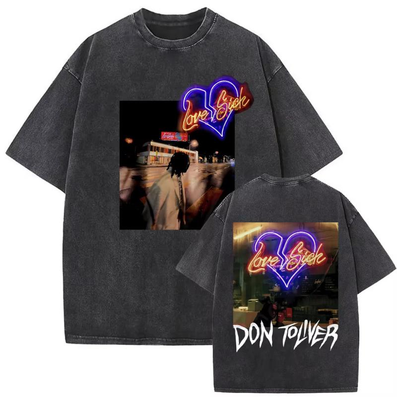 Washed Vintage Rapper Don Toliver Hardstone Psycho Album Print T Shirts Unisex Women Fashion Hip Hop Oversized Tshirts Streetwear
