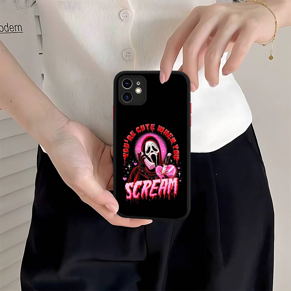 Ghost Face Art Scream Phone Case For IPhone 16 15 14 Plus 15 13 12 11 Pro Max X XS MAX Matte Cover