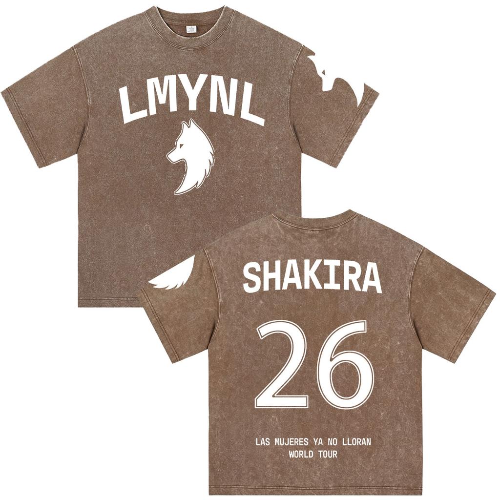 Shakira Las Mujeres Ya No Lloran World Tour 2026 Vintage Washed T-shirts Men Women Clothing Casual Harajuku Short Sleeve T Shirt