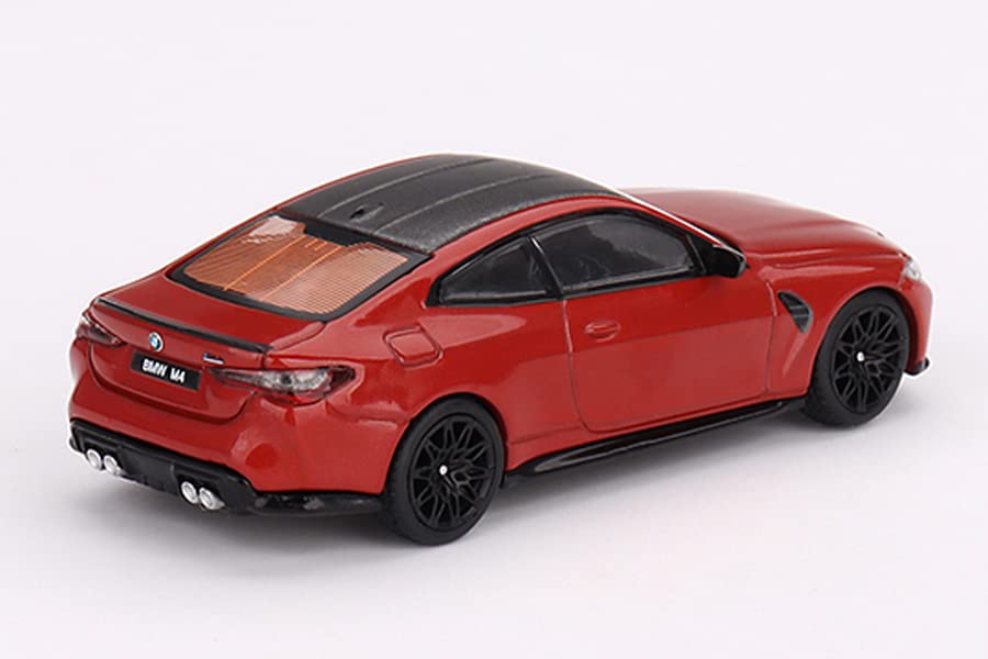 TrueScale Miniatures MINI GT Scale BMW M4 Competition Toronto Red Complete Model 1/64 (G82) Metallic, Left-Hand Drive,