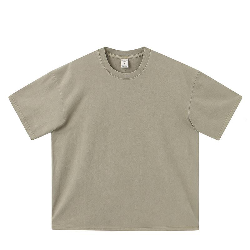 Men'S Trendy Brand Summer Washed And Dyed Old Light Version Short-Sleeved T-Shirt Heavy Cotton Casual High Street Half-Sleeves