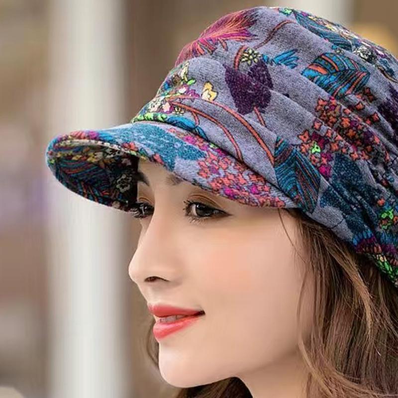 Floral Hat Women'S Korean Version Versatile Soft Hat Brim Duckbill Hat