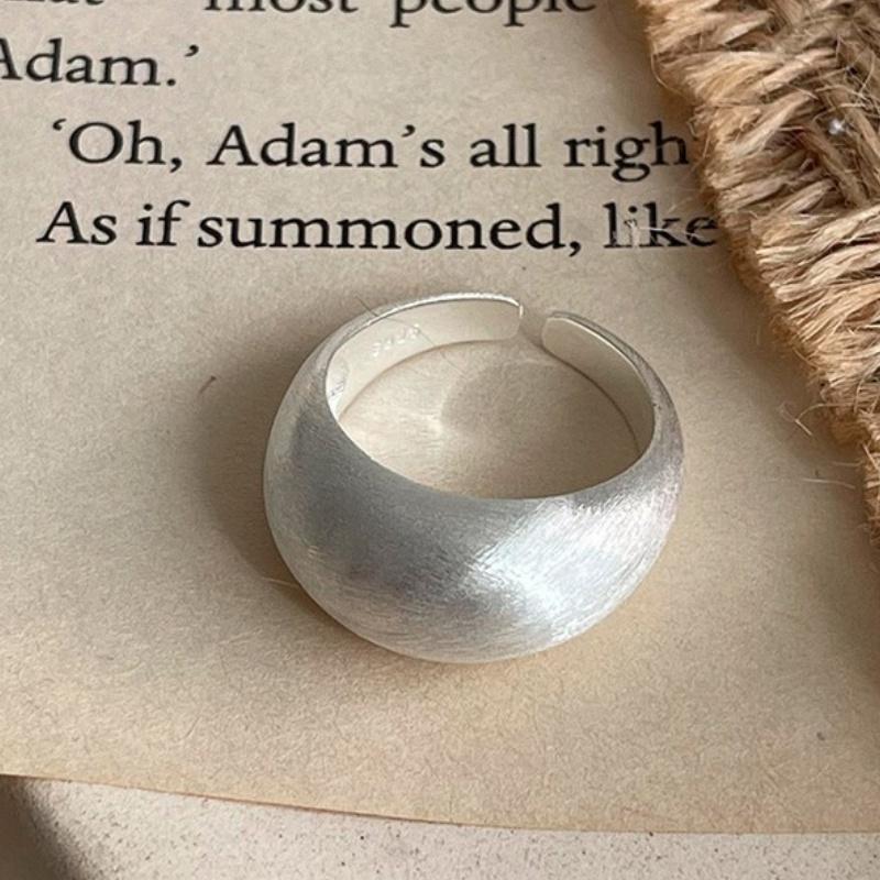 Silver Solid Matte Brushed Matt Chunky Satin Ring for Women Modern Minimalist Open Ring Jewelry Accessory