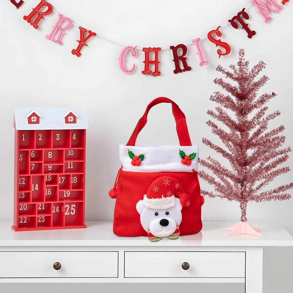Saco de Doces de Natal Bolsa de Feriado de Inverno com Cordão Sacola de Lembrancinhas Para o Natal Para Balas Gelatinosas Pirulitos Chocolate Brinquedos Durante a Pré-escola