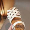 Girls' Sandals 2024 Summer New Children's Buckle Open Toe Beach Shoes Soft Bottom Woven Little Girl Princess Shoes