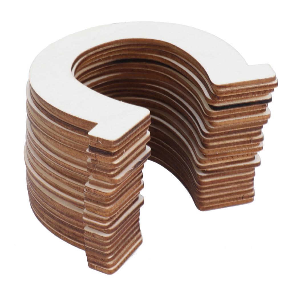 24Pcs DIY Wood Slices Horseshoe Shape Unfinished Cutouts Pendant HandMade Craft Decoration