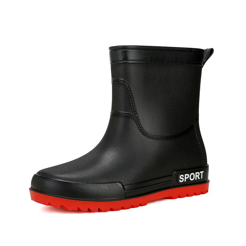 Rain shoes men's warm rain boots non-slip short tube integrated waterproof shoes kitchen rubber shoes medium tube car wash fishing shoes