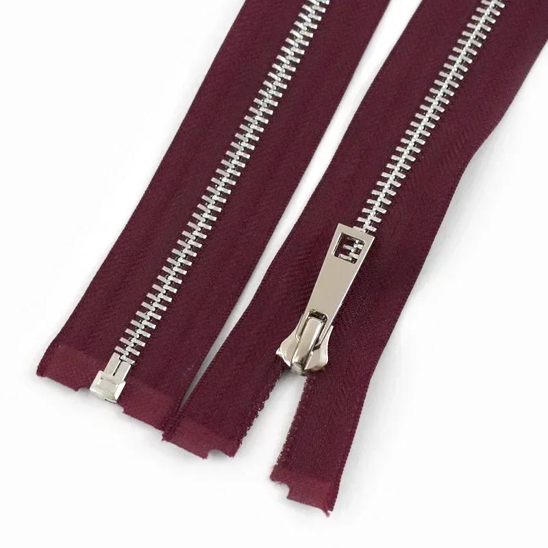 2Pcs 5# Sewing Metal Zippers 40/50/60/70/80cm Open-End Zipper Jacket Coat Auto Lock Zip Repair Kit DIY Bag Garment Accessories
