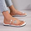 Summer Women's Butterfly Slippers Flat Transparent Strip Toe Condom Sandalias De Mujer Daily Commute Beach Zapatillas De Mujer