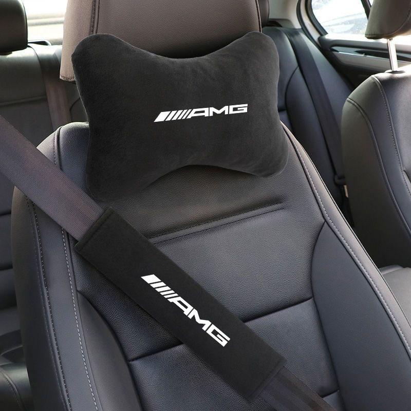 Car Seat Headrest Rest Neck Pillow Cushion Seat Belt Shoulder Pad for Mercedes Benz AMG W211 W204 W210 W203 CLA GLA GLS GLE Auto