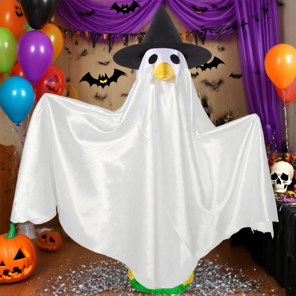 Ghost Goose Halloween Costume Halloween Goose Outfit Spooky Ghost Goose Costume with Witch Hat for Halloween Porch
