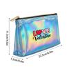 Cute Heart Letter Print Laser Cosmetic Makeup Bag Holographic Toiletry Pouch, PortableTravel Organizer for Valentine Gift Party