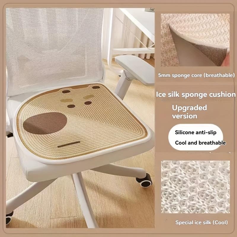 Cartoon Ice Silk Chair Sitting Cushion Pad Breathable Cool Feeling Office Sitting Chair Pad Stool Pad Soft Cool Mat Modern
