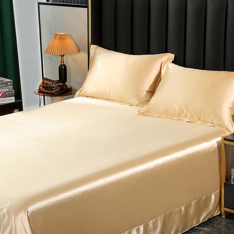 Washable Silk Fitted Sheet Set with Satin Pillowcase & Double Duvet Cover