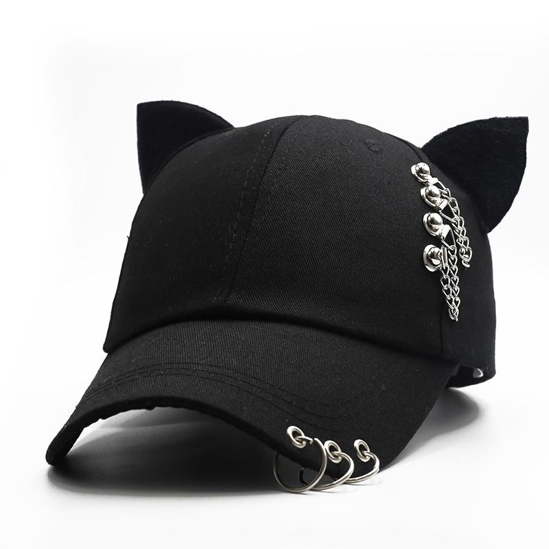 New Outdoor Unisex Casual Black Baseball Cap Parent Child Adjustable Cats Ear Design Trucker Hat Hip Hop Sunshade Snapback Caps