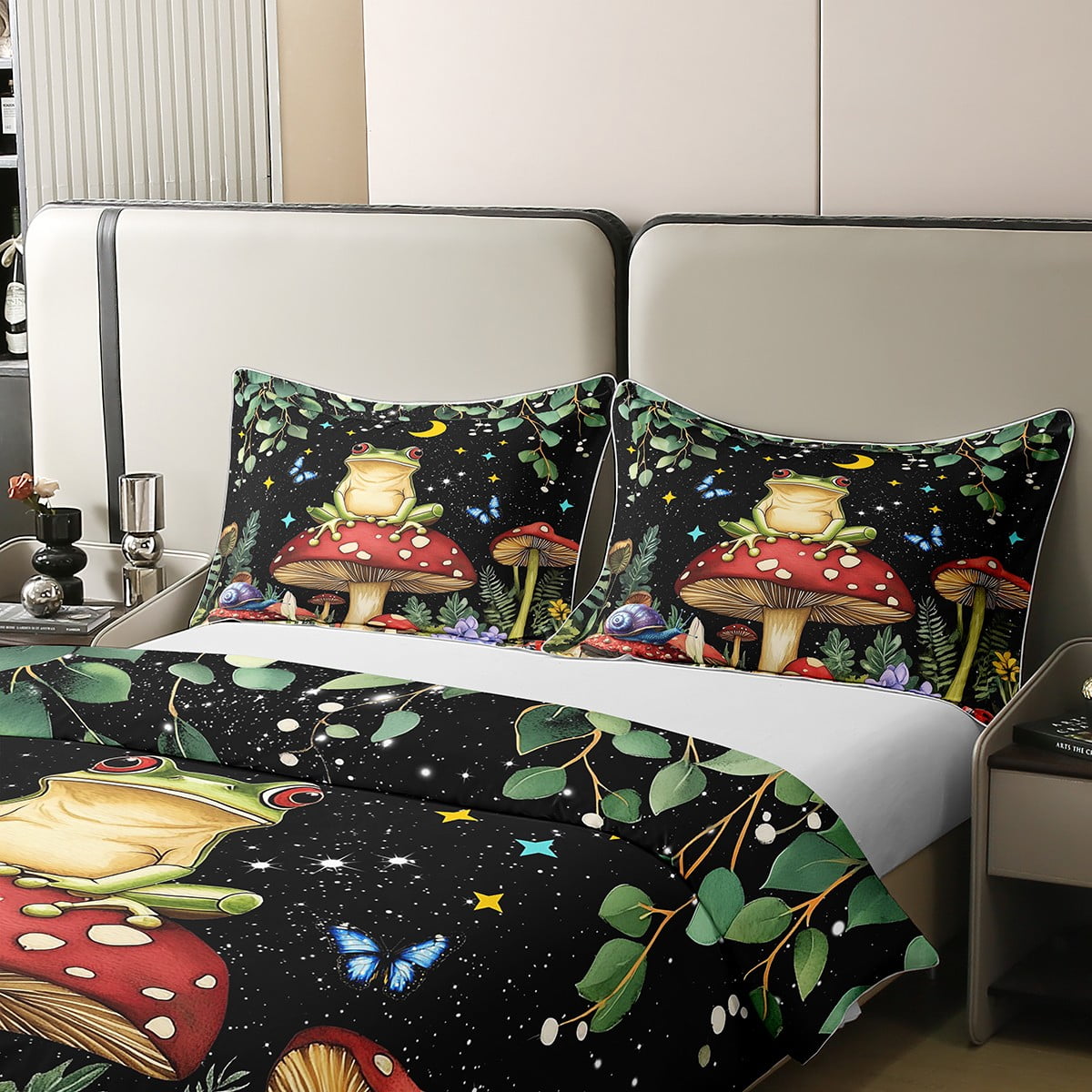 Одеяло Мультяшный Гриб Лягушка Комплект Постельного Белья Милая Лягушка Дети Мальчики Девочки Натуральный Дикий Гриб Одеяло Розовый Гриб Мягкий Comforter (quilt)-EU Single(135*200cm)3pcs