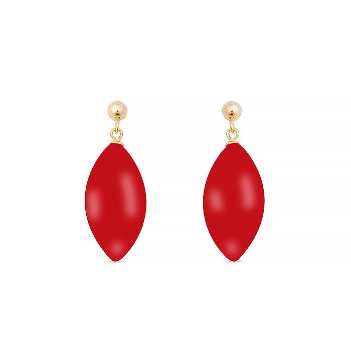 Boucles D'oreilles - LUXENTER - AYOM - Argent 925 - Plaqué or Jaune 18 Carats - Corail