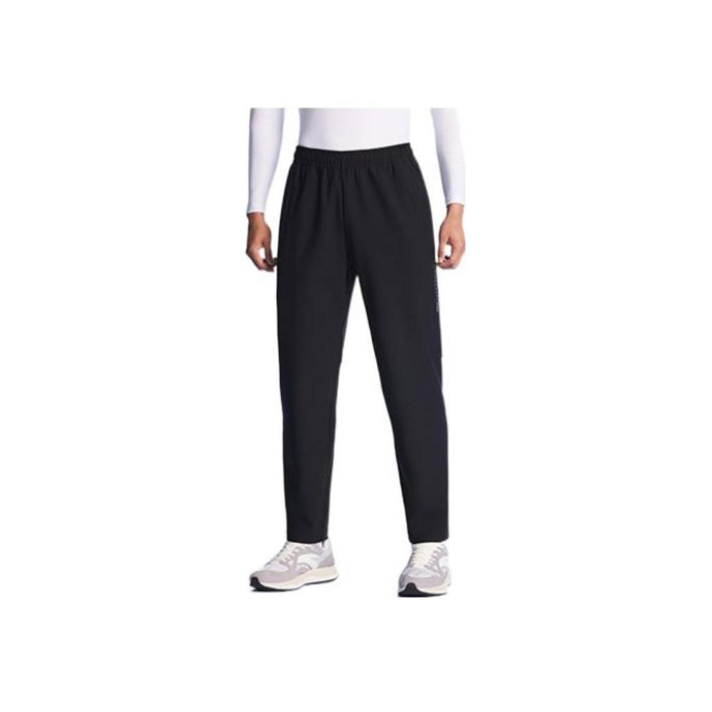 Anta Letter Print Elastic Waist Straight Leg Sweatpants Men Bottoms Basic-Black 152247321-2