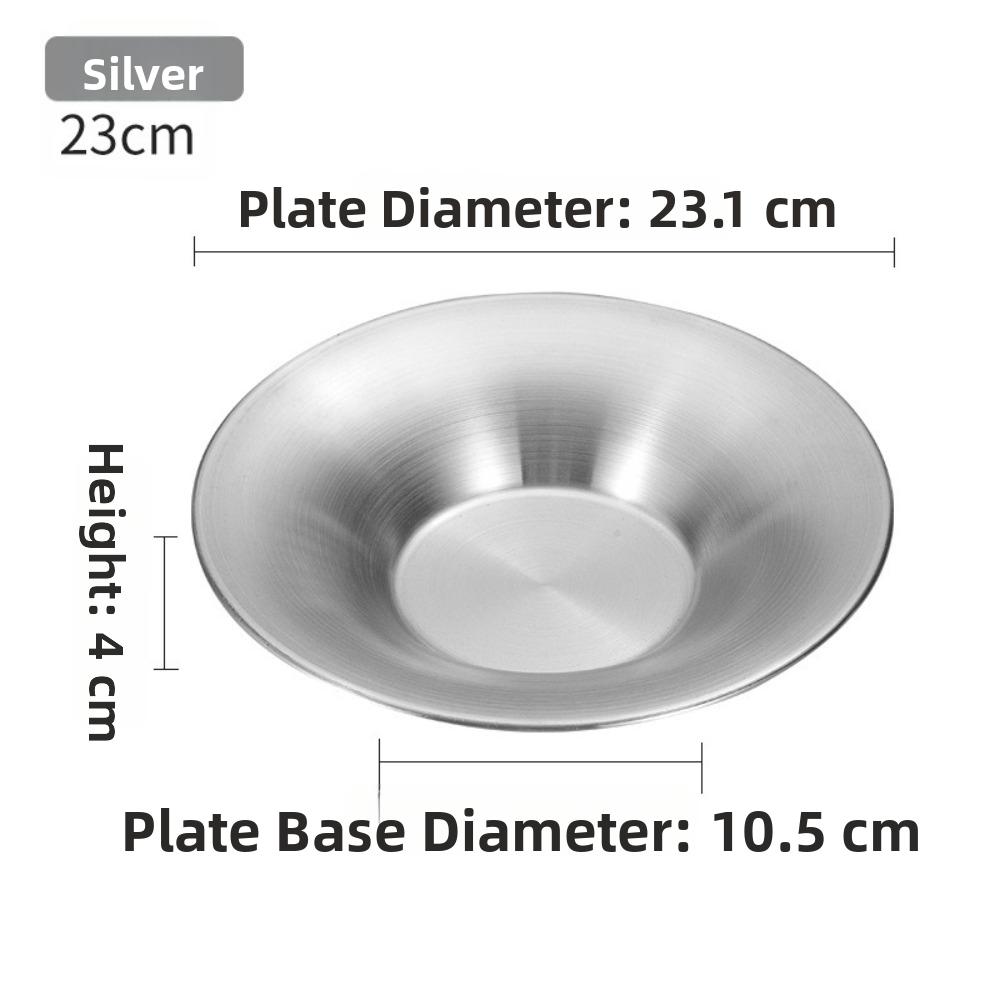 Deepened Design Round Dinner Plates 304 Stainless Steel Steak Plate Set Tableware For Dining
