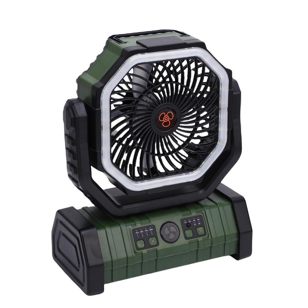 Portable Rechargeable Camping Fan 10000mAh Battery Operated Left Right Oscillation Cordless Tent Fan with Remote Light
