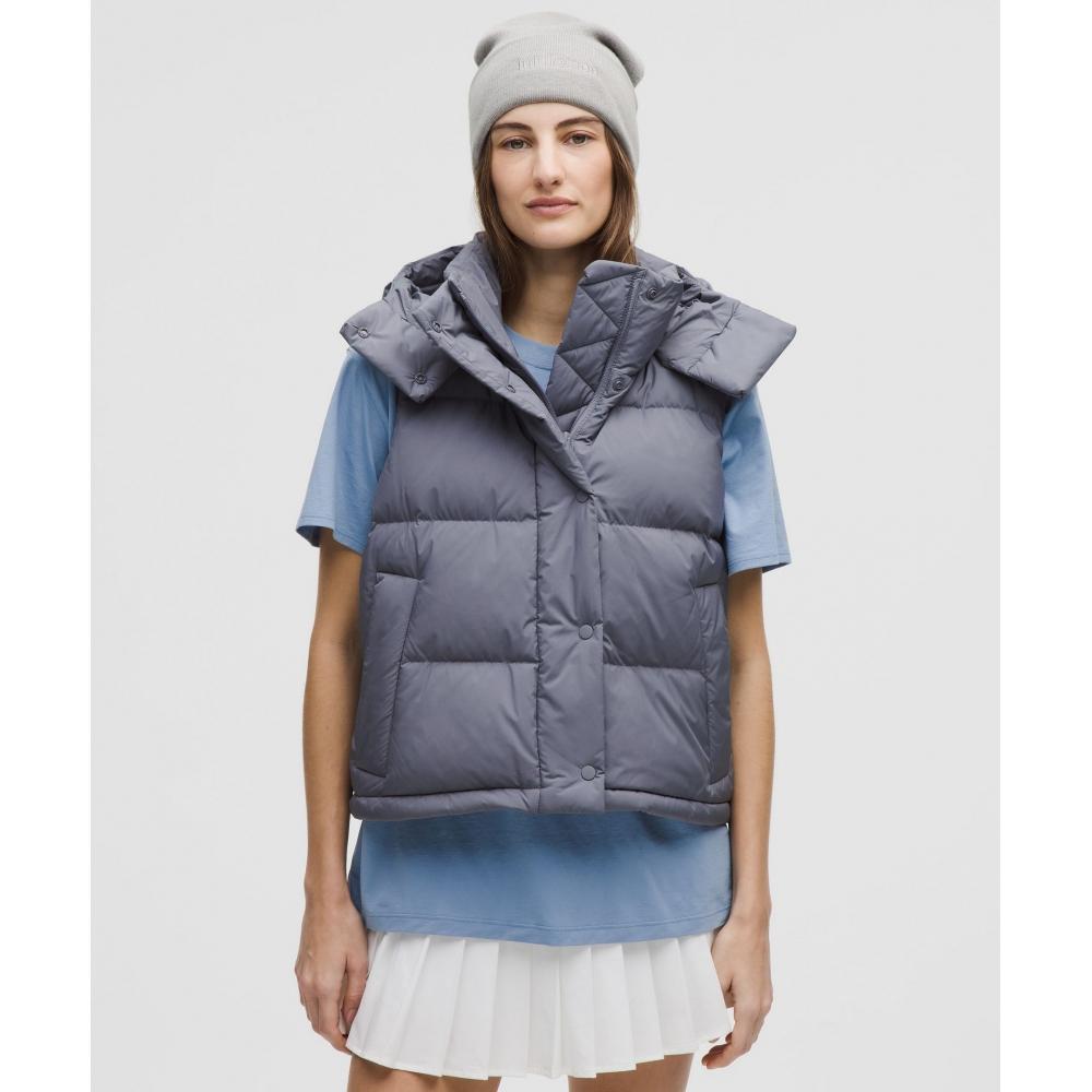 

Lululemon Wunder Puff 600 Down Fill Cropped Vest Solar Grey Rhino Grey 8