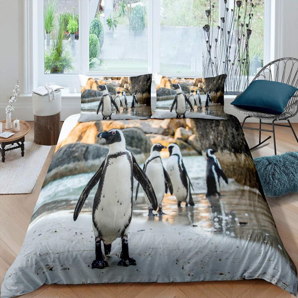Comforter Penguin Antarctic Animals For Women Kids Boys Winter Wildlife Theme For Bedroom Ration Queen Size Comfortable