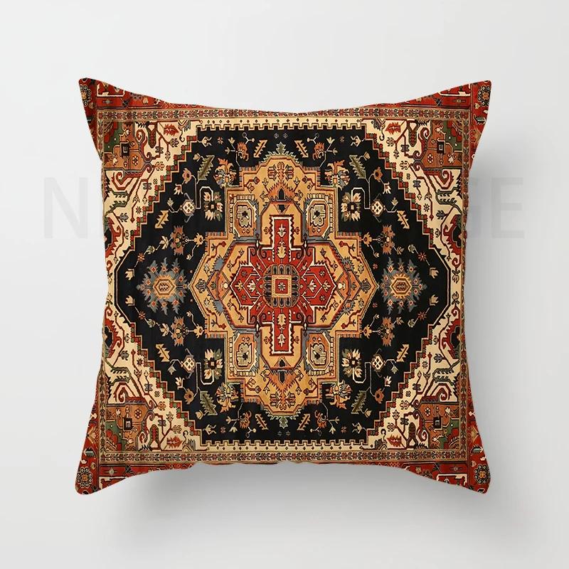 Red Moroccan Ethnic Style Short Plush Pillowcase Sofa Cushion Cover Home Decoration Can Be Customized for You 40x40 50x50 60x60