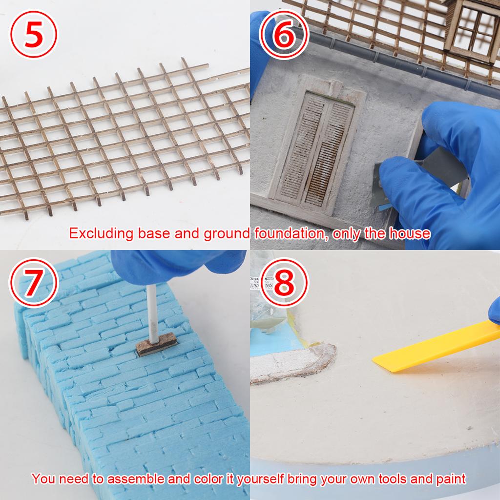 Assembly Architectural Model Sand Table Architectural Building Model Brick Concrete Building Villa Diorama Scale Model Kit 1/35