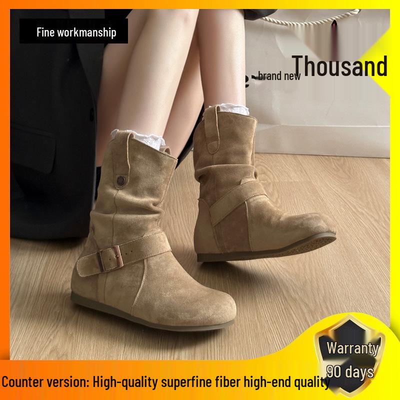 Women's Retro Ankle Boots: Hidden Heel, Western Cowboy Style, Slimming Push-Up, Martin Design - 2025 Autumn Collection