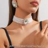 Luxusní vícevrstvý geometrický křišťálový choker a sada barevných náušnic