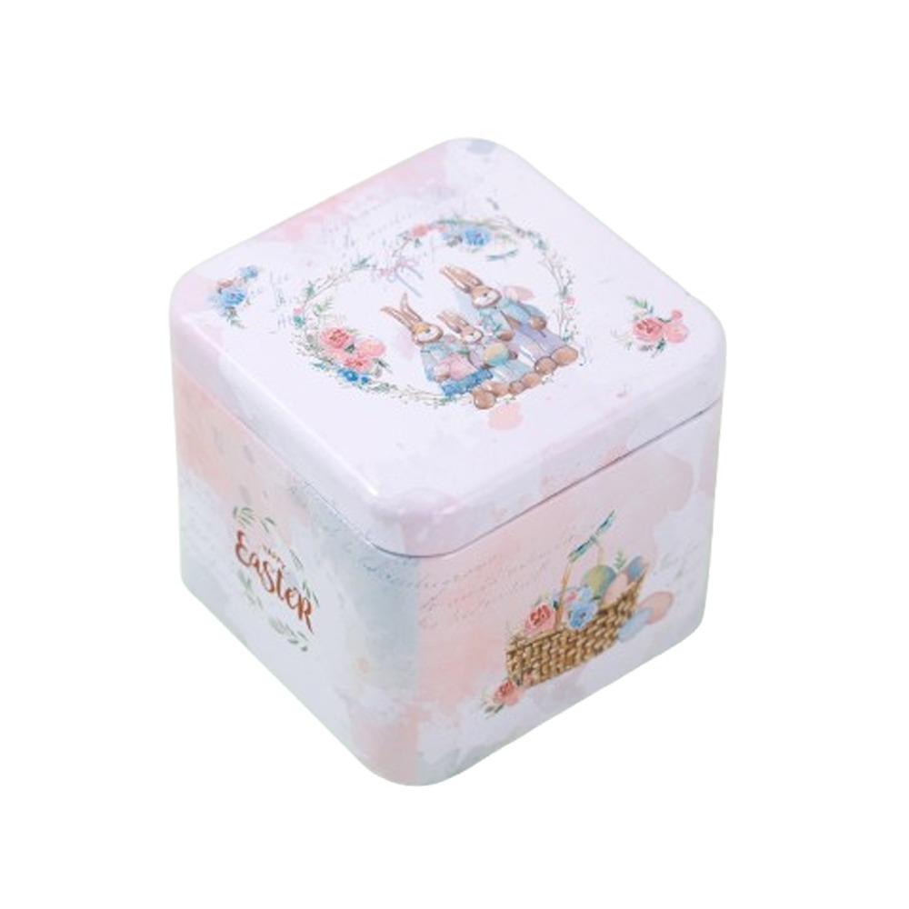 Metal Rabbits Candy Box with Lids Small Tin Can Multi-Purpose Easter Tinplate Box  Home Party Decor