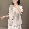 Women Linen Vest Summer Solid Color Sleeveless Waistcoat Single‑Breasted Button Casual Commuter Open Top