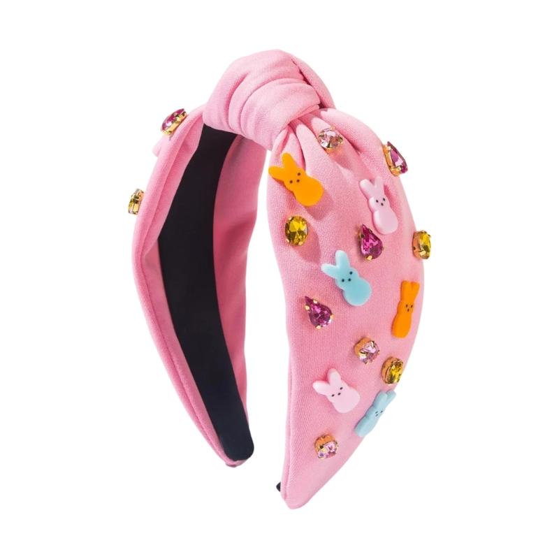 

Jeweled Headband Ruched Costume Blingbling Hairband Party Karaoke Carrot Photo Props Party Wide Hair Hoop Nightclub