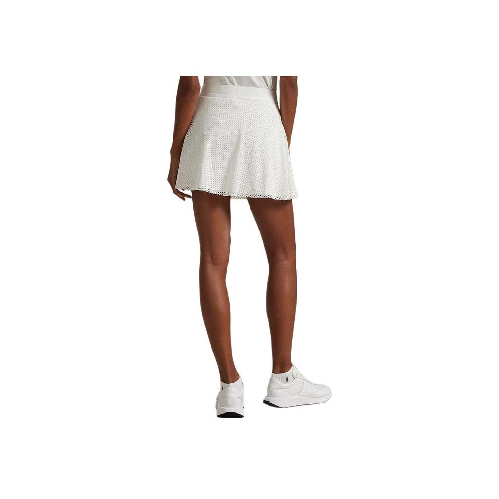 Polo Ralph Lauren SS25 Solid Color Mesh A-Line Casual Skirt Women Skirts Ceramic-White WMXGSKTNDR20014-100
