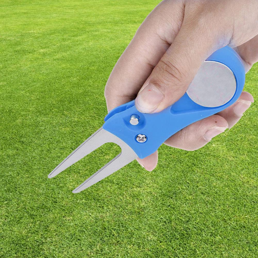 Portable Golf Green Divot Repair Tool Folding Ball Fork Lawn Repairing Golfer Practicing