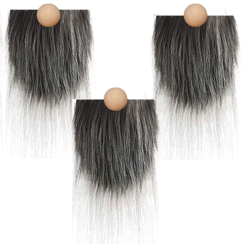 3pcs Faux Fur Beard with Wooden Beads Set DIY Handmade Crafts Supplies for Christmas Gnome Dwarf Costume Party Supplies 55KF